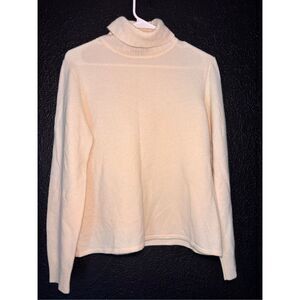 Ann Taylor cream turtleneck sweater cashmere L